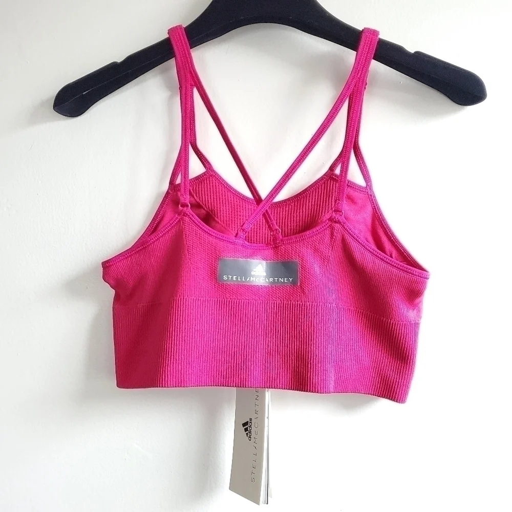 New Adidas by Stella McCartney Seamless Sports Bra In Bold Pink NWT Small
